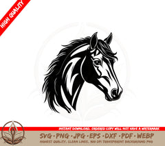 Beautiful Horse Portrait SVG PNG JPG AI PDF DXF EPS and WebP Digital Download