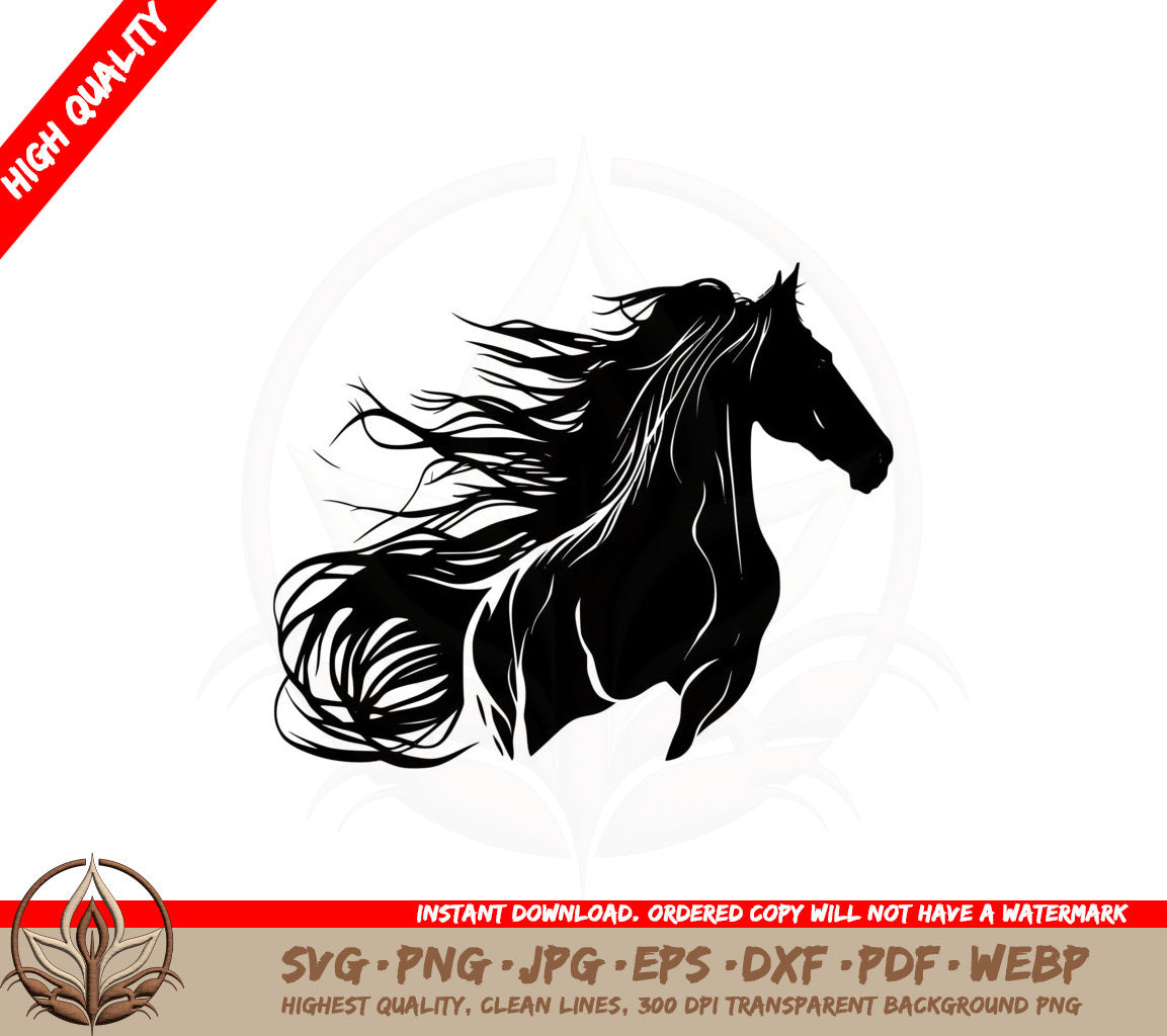 Beautiful Horse Silhouette SVG PNG JPG AI PDF DXF EPS and WebP - Digital Download