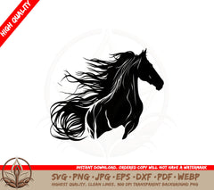 Beautiful Horse Silhouette SVG PNG JPG AI PDF DXF EPS and WebP - Digital Download