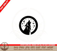 Beautiful Howling Wolf SVG PNG JPG AI PDF DXF EPS and WebP - Digital Download