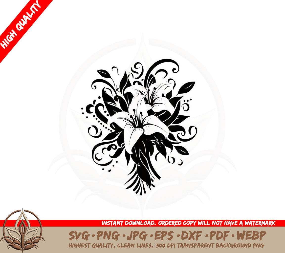 Beautiful Lilies Bouquet SVG Cut File Download