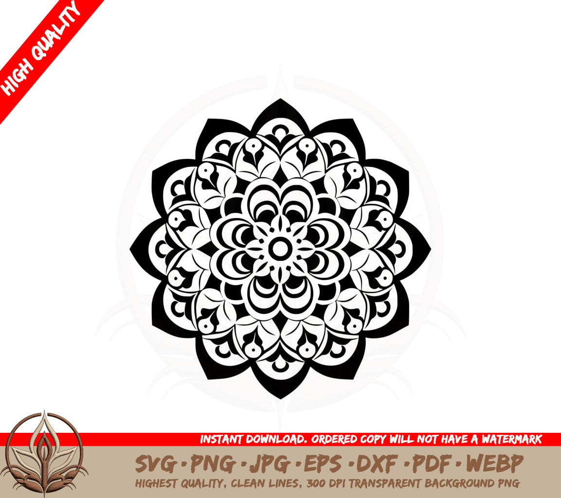 Beautiful Mandala SVG PNG JPG AI PDF DXF EPS and WebP Digital Download