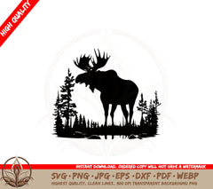 Beautiful Moose SVG PNG JPG AI PDF DXF EPS WebP - Digital Download
