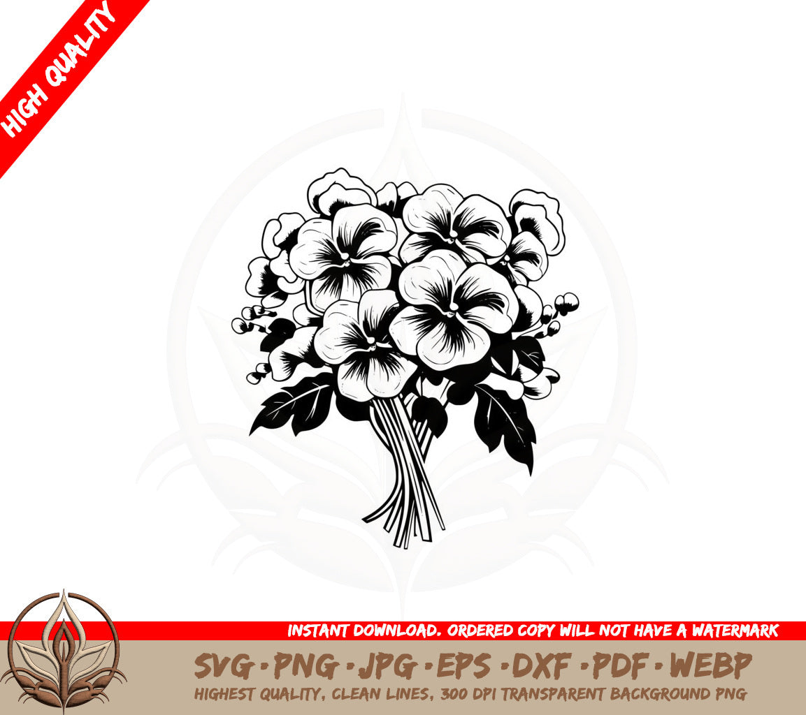 Beautiful Pansies Bouquet SVG PNG JPG AI PDF DXF EPS and WebP Digital Download Cut File