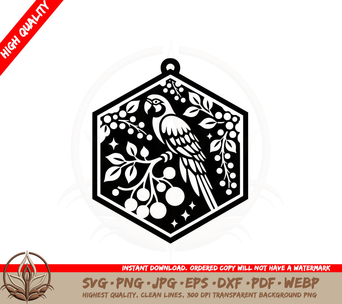 Beautiful Parrot Ornament SVG PNG JPG AI PDF DXF EPS and WebP - Digital Download