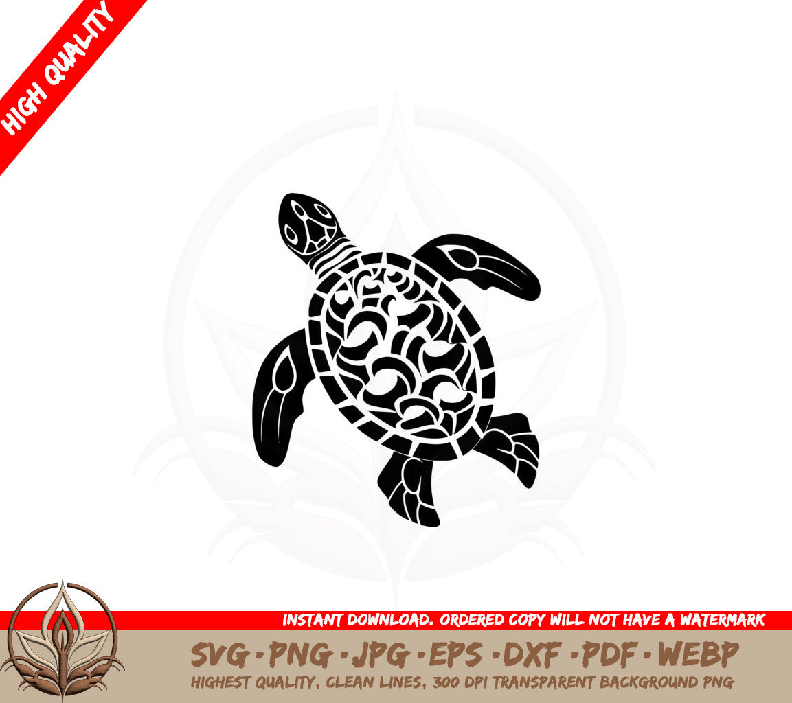 Beautiful Sea Turtle SVG PNG JPG AI PDF DXF EPS and WebP Digital Download