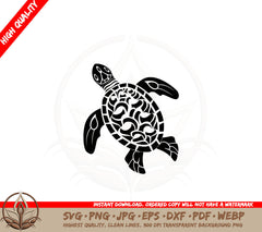 Beautiful Sea Turtle SVG PNG JPG AI PDF DXF EPS and WebP Digital Download