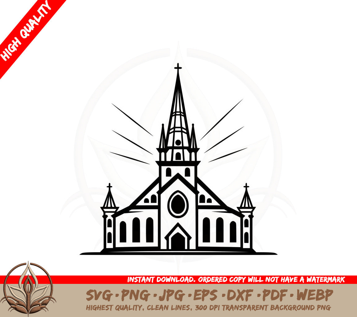 Beautiful Stained Glass Church SVG Cut File