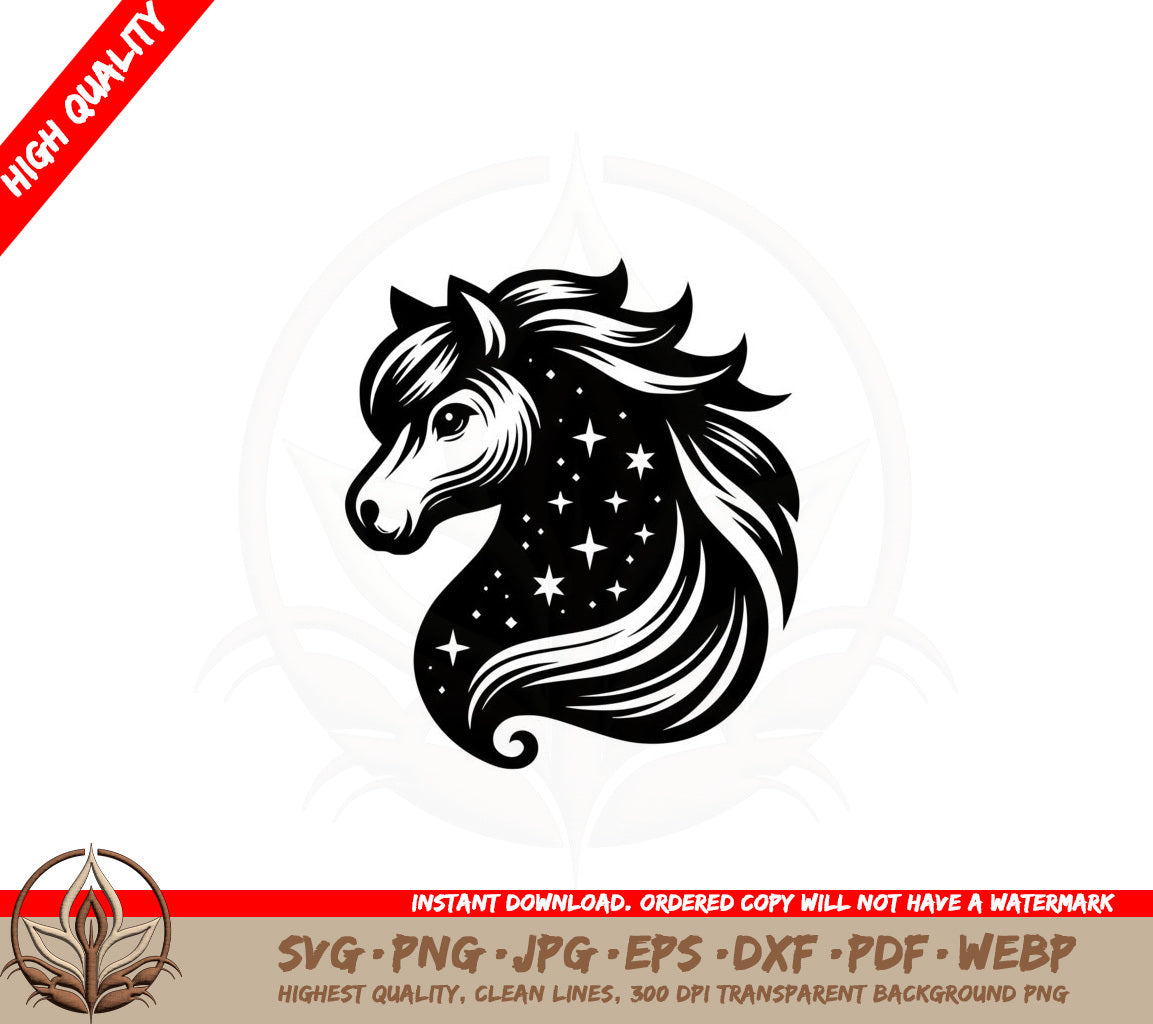 Beautiful Starry Pony SVG Cut File Digital Download