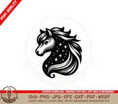 Beautiful Starry Pony SVG Cut File Digital Download