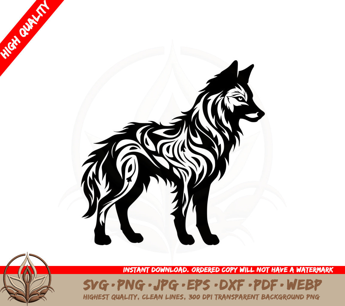 Beautiful Tribal Wolf SVG PNG JPG AI PDF DXF EPS and WebP - Digital Download