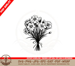 Beautiful Wrapped Daffodil Bouquet SVG PNG JPG AI PDF DXF EPS and WebP Digital Cut File