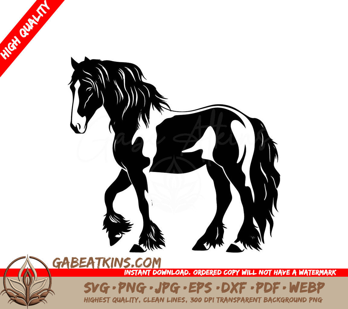 A Horse On A White Background SVG - Beauty Gypsy Horse SVG