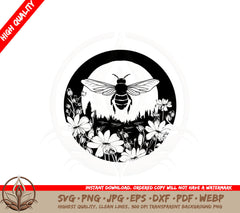 Bee in Garden SVG Cut File Design Download