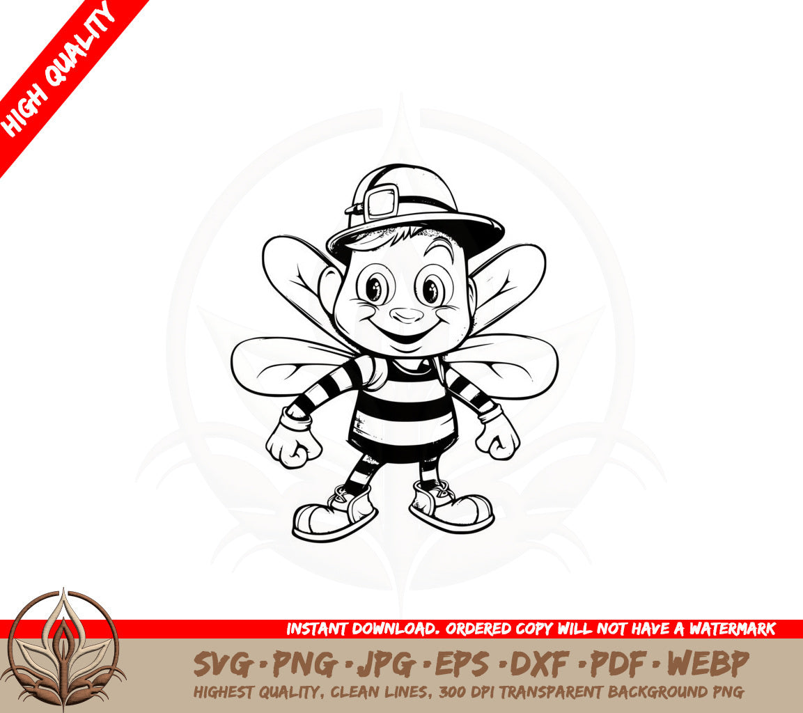Bee in Striped Socks and Hat SVG PNG JPG AI PDF DXF EPS and WebP Digital Download