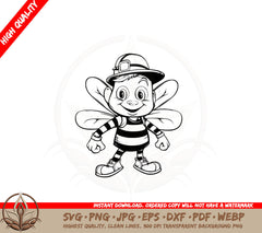 Bee in Striped Socks and Hat SVG PNG JPG AI PDF DXF EPS and WebP Digital Download