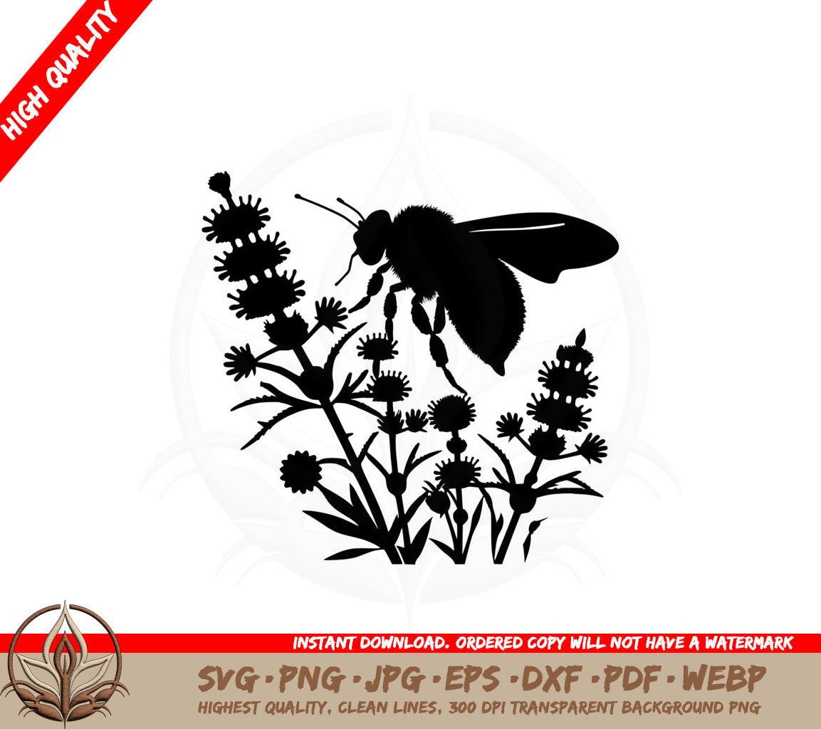 Bee on Flower SVG Cut File Design Download