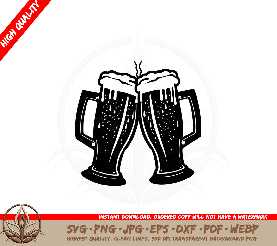 Beer Glasses Cheers SVG PNG JPG AI PDF DXF EPS WebP - Digital Download