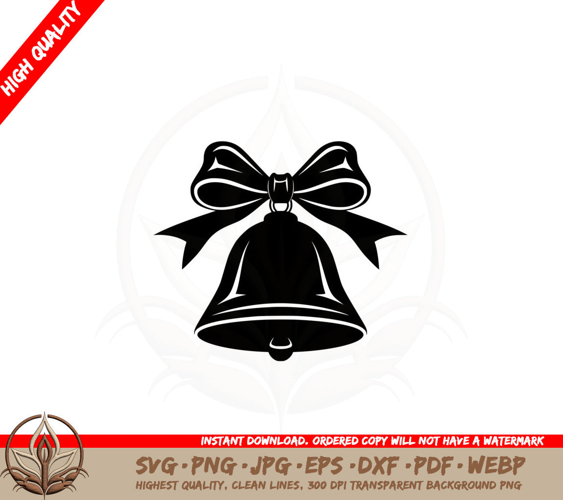 Bell with Bow SVG PNG JPG AI PDF DXF EPS and WebP - Digital Download