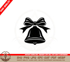 Bell with Bow SVG PNG JPG AI PDF DXF EPS and WebP - Digital Download