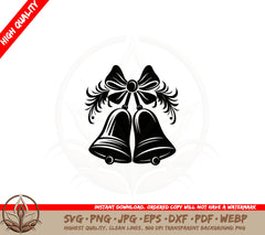Bells with Bow SVG Cut File Instant Download