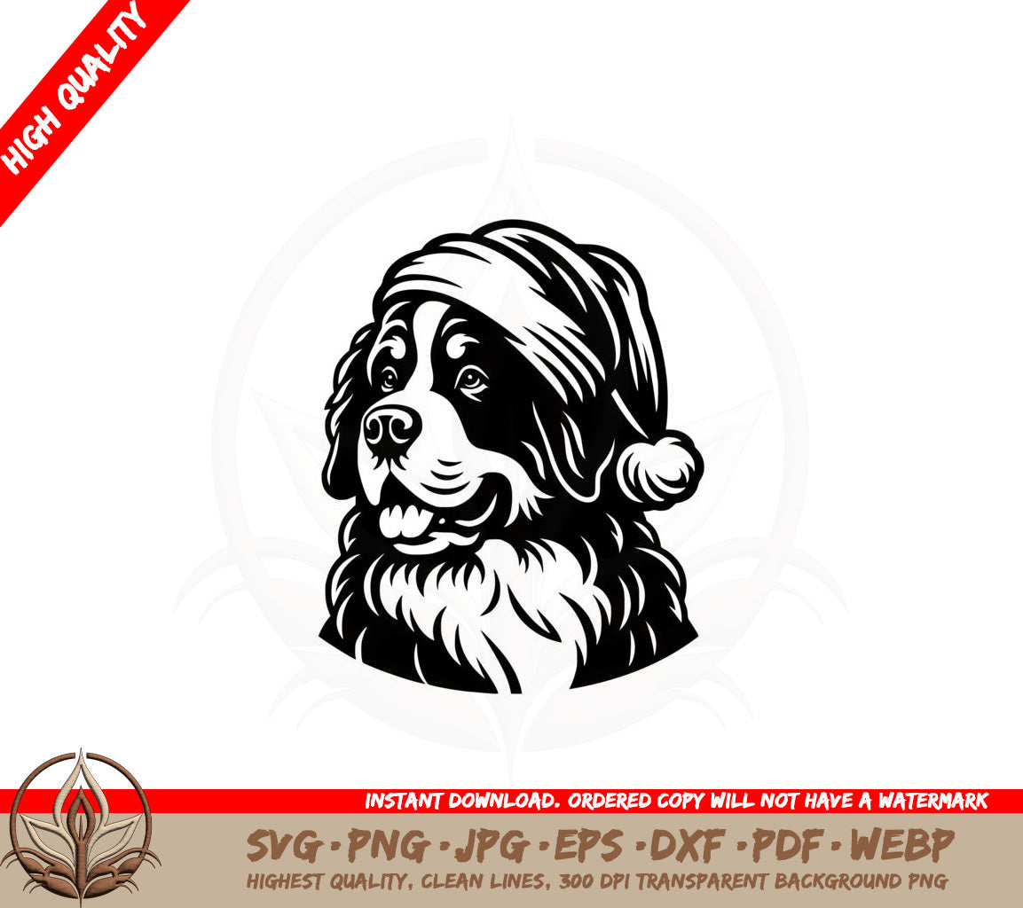 Bernese Mountain Santa Dog SVG PNG JPG AI PDF DXF EPS and WebP