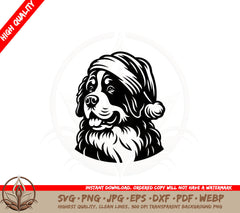 Bernese Mountain Santa Dog SVG PNG JPG AI PDF DXF EPS and WebP