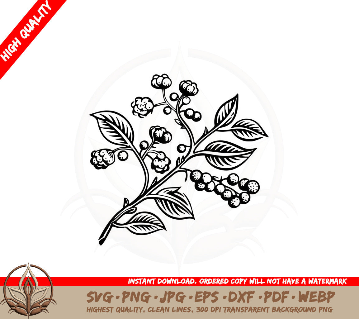 Berry Branch SVG PNG JPG AI PDF DXF EPS and WebP Digital Cut File