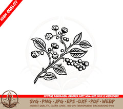 Berry Branch SVG PNG JPG AI PDF DXF EPS and WebP Digital Cut File