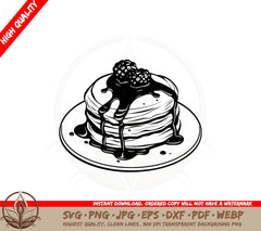 Berry Pancakes Delight SVG Cut File - Digital Download