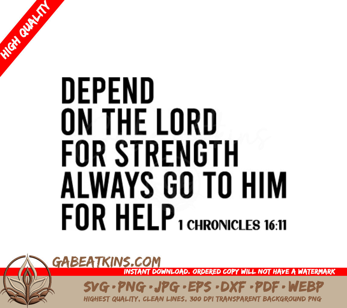 Depend On The Lord For Strength SVG - Bible Verse T-Shirt Design SVG