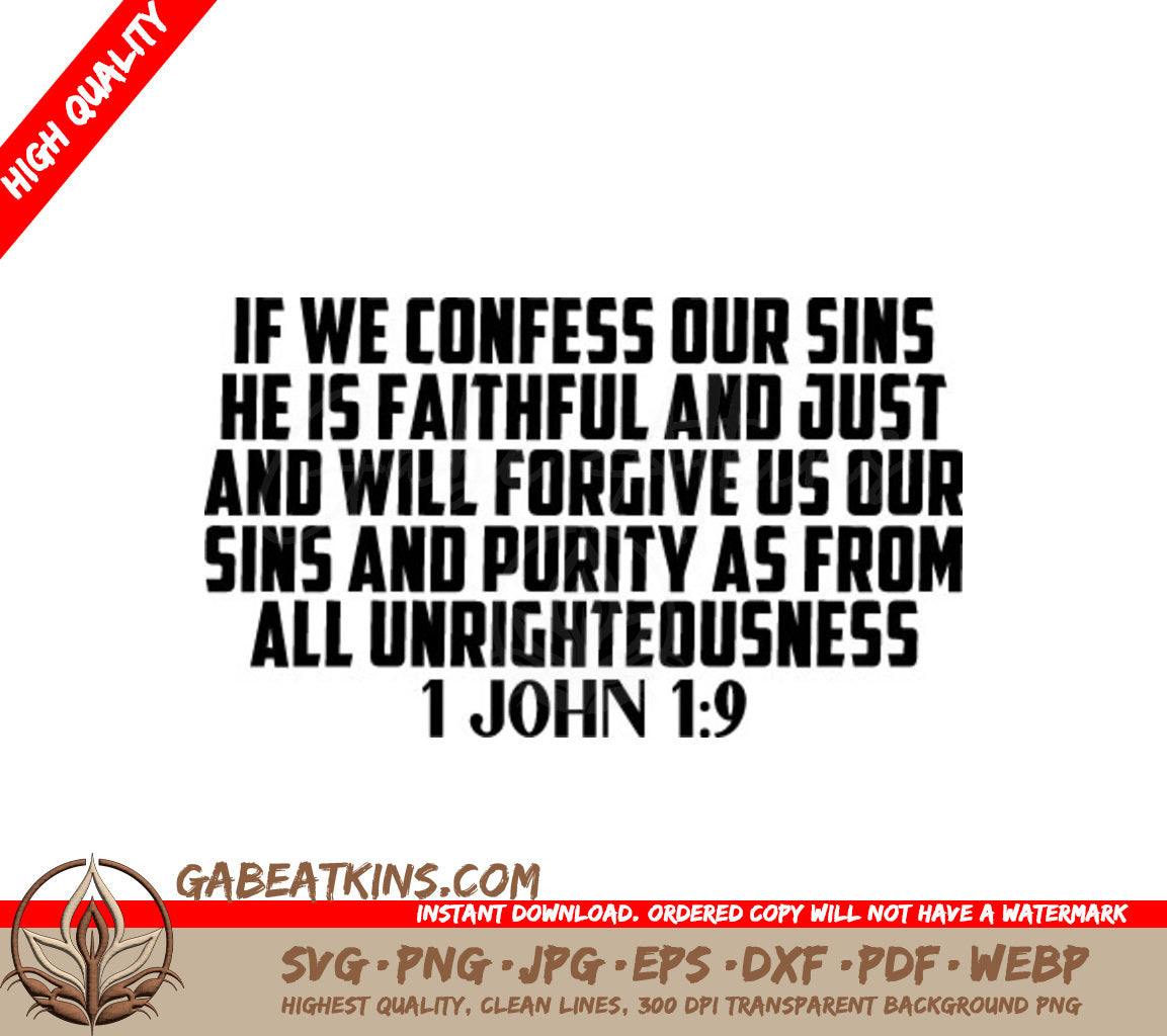 Bible Verse SVG - If We Confess Our Sins - Christian Design SVG