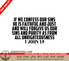 Bible Verse SVG - If We Confess Our Sins - Christian Design SVG
