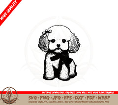Bichon Frise With A Ribbon SVG PNG JPG AI PDF DXF EPS and WebP Cut File
