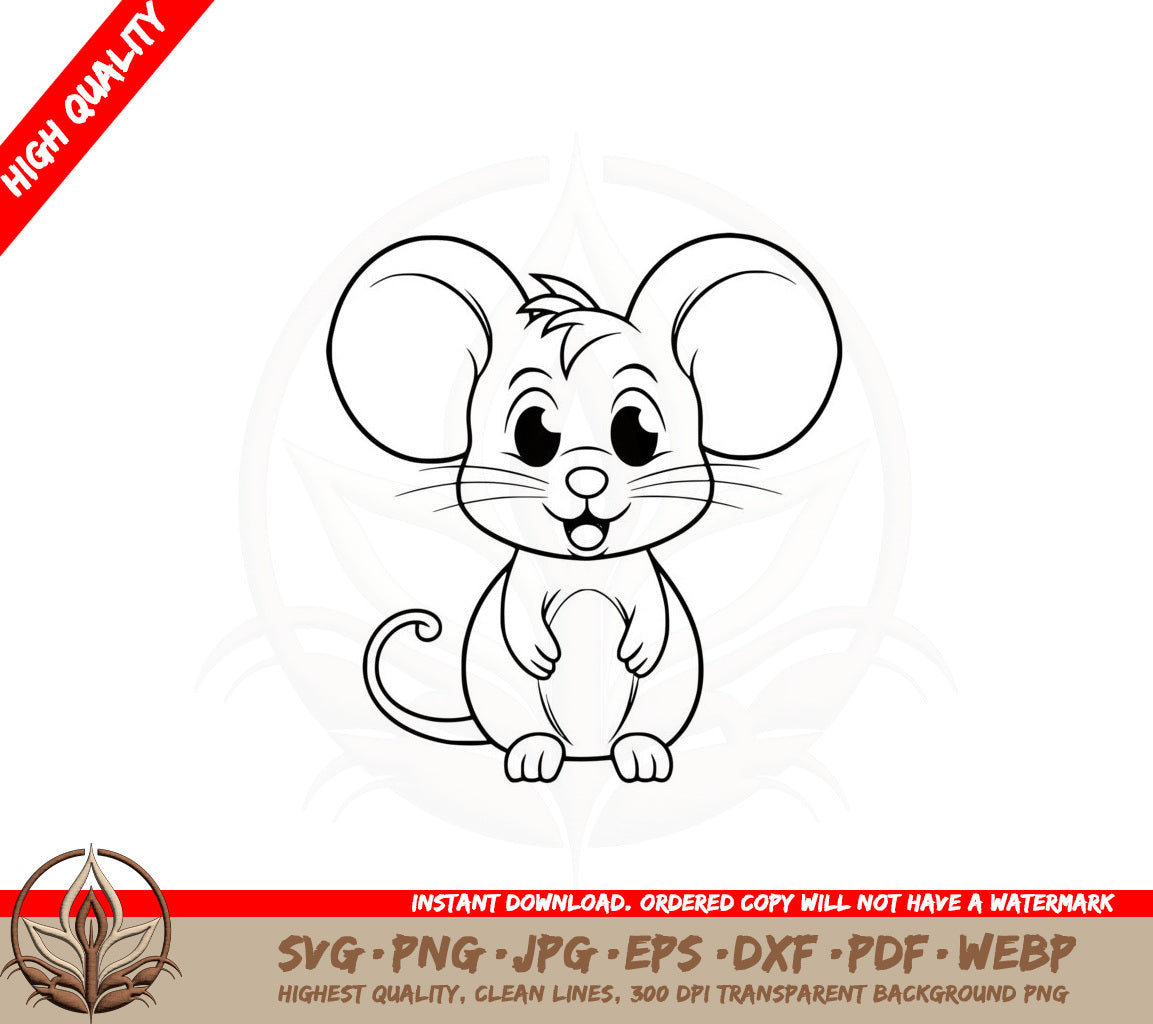 Big-eared Mouse SVG PNG JPG AI PDF DXF EPS and WebP - Digital Downloadable File