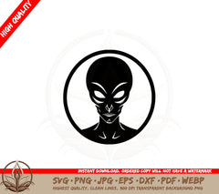 Big-eyed Alien SVG PNG JPG AI PDF DXF EPS and WebP - Digital Download