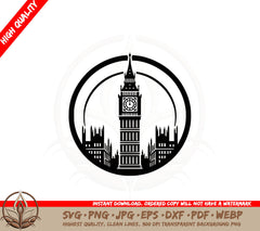 Big Ben Tower SVG PNG JPG AI PDF DXF EPS WebP - Digital Download