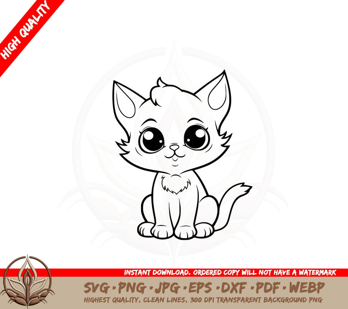 Big Eyed Feline SVG PNG JPG AI PDF DXF EPS WebP Digital Download