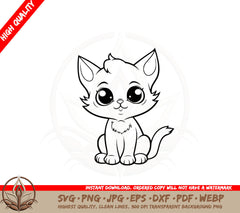 Big Eyed Feline SVG PNG JPG AI PDF DXF EPS WebP Digital Download