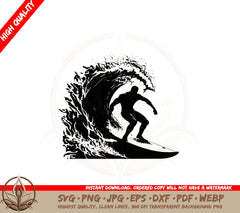 Big Wave Surfing SVG Cut File Design Download