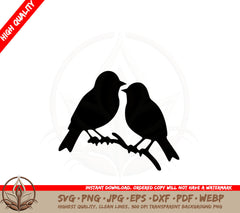 Bird Friends on Branch SVG Cut File Digital Download