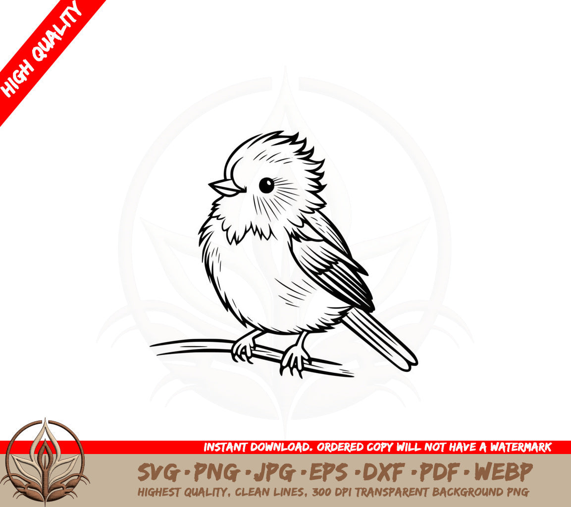 Bird Resting on Twig SVG PNG JPG AI PDF DXF EPS and WebP Digital Cut File