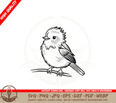 Bird Resting on Twig SVG PNG JPG AI PDF DXF EPS and WebP Digital Cut File