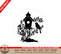 Bird With A Birdhouse SVG PNG JPG AI PDF DXF EPS and WebP Digital Download
