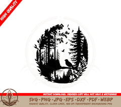 Birds in Beautiful Forest SVG PNG JPG AI PDF DXF EPS and WebP Digital Download