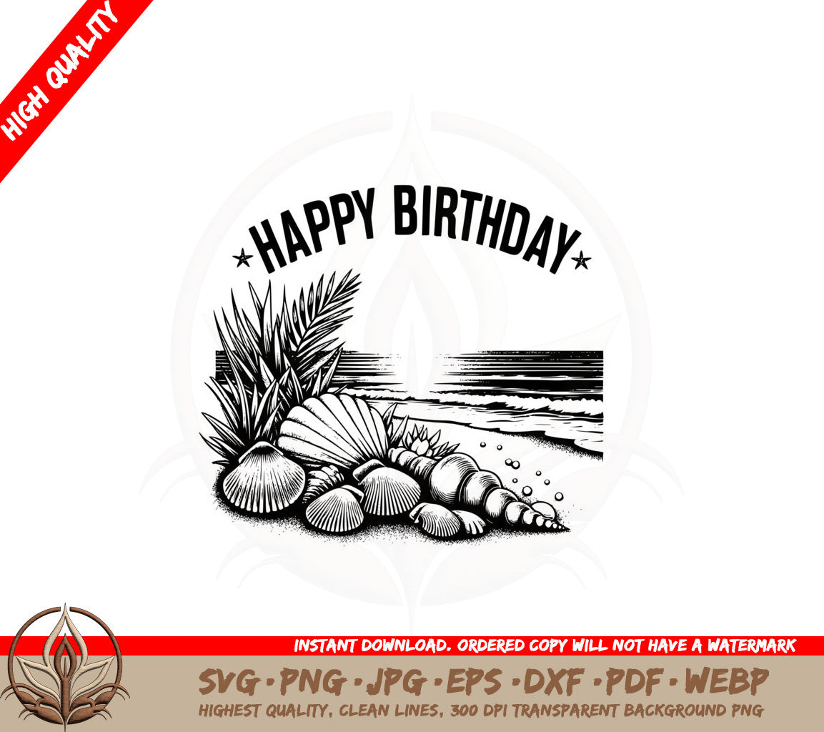 Birthday Beach Scene SVG