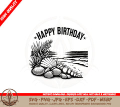 Birthday Beach Scene SVG