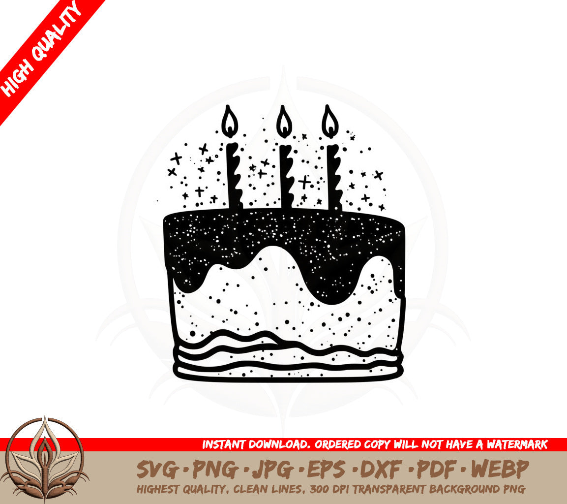 Birthday Cake SVG PNG JPG AI PDF DXF EPS and WebP - Digital Download
