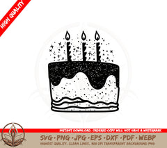 Birthday Cake SVG PNG JPG AI PDF DXF EPS and WebP - Digital Download