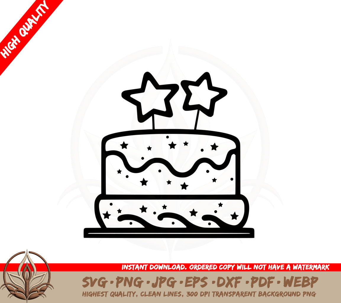 Birthday Cake with Stars on Top SVG